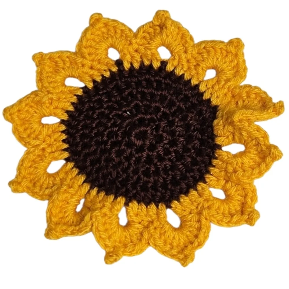 Set Of 4 Sunflower Crochet Coasters